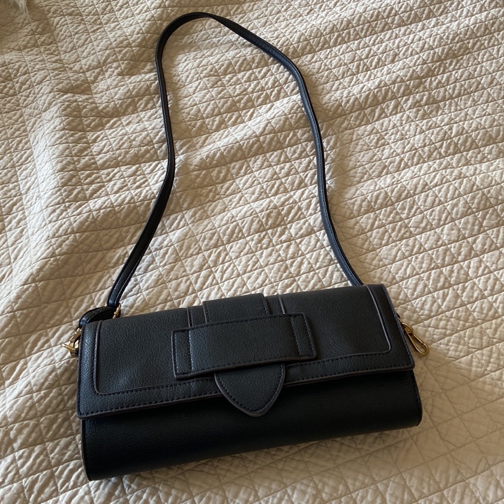 Structured black Crossbody Bag